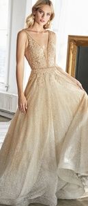 Gold-silver new formal evening ball gown quiencenara pageant dress